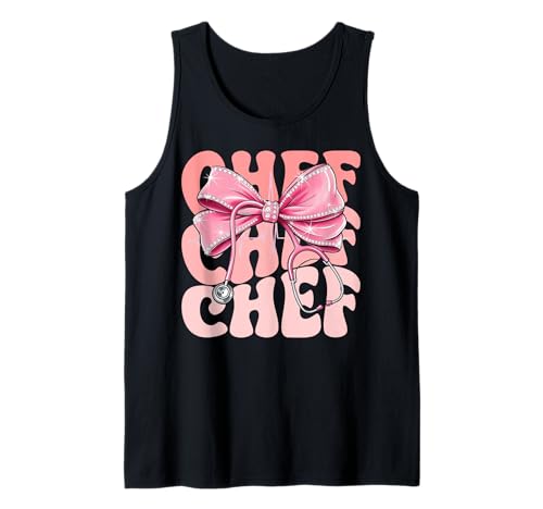 Chefwochentag für Frauen, rosa Kokette mit Schleife, niedliches Stethoskop Tank Top Chefwochentag für Frauen, rosa Kokette mit Schleife, niedliches Stethoskop Tank Top von Groovy Coquette Chef for Cute and Funny Nurses