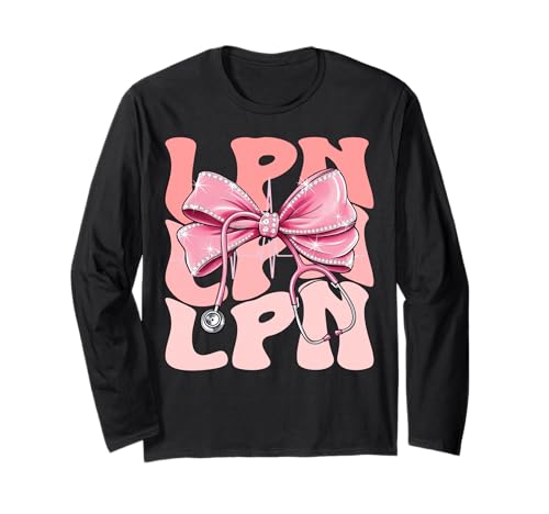 LPN Week Day Stethoskop für Damen, niedliches Kokettenschleifen-Stethoskop, Rosa Langarmshirt LPN Week Day Stethoskop für Damen, niedliches Kokettenschleifen-Stethoskop, Rosa Langarmshirt von Groovy Coquette LPN for Cute and Funny Nurses