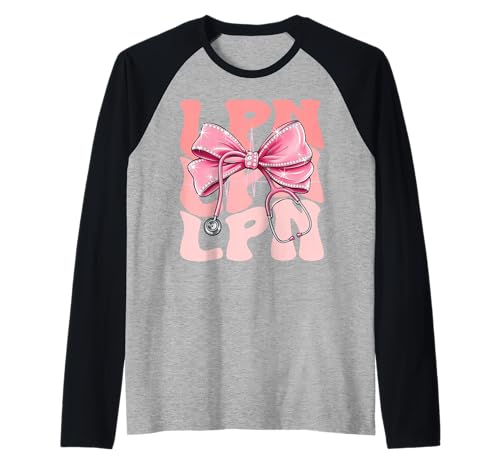LPN Week Day Stethoskop für Damen, niedliches Kokettenschleifen-Stethoskop, Rosa Raglan LPN Week Day Stethoskop für Damen, niedliches Kokettenschleifen-Stethoskop, Rosa Raglan von Groovy Coquette LPN for Cute and Funny Nurses
