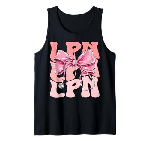 LPN Week Day Stethoskop für Damen, niedliches Kokettenschleifen-Stethoskop, Rosa Tank Top LPN Week Day Stethoskop für Damen, niedliches Kokettenschleifen-Stethoskop, Rosa Tank Top von Groovy Coquette LPN for Cute and Funny Nurses