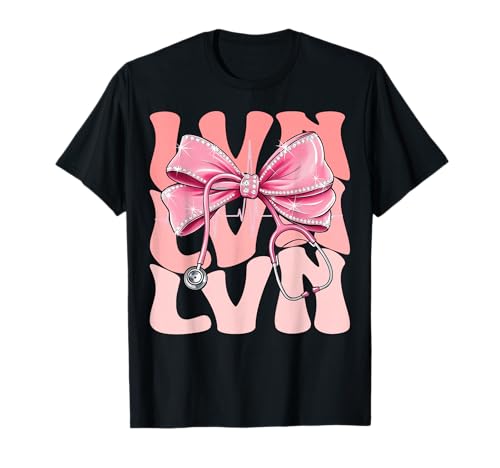LVN Week Day Stethoskop für Damen, niedliches Kokettenschleifen-Stethoskop, Rosa T-Shirt von Groovy Coquette LVN for Cute and Funny Nurses