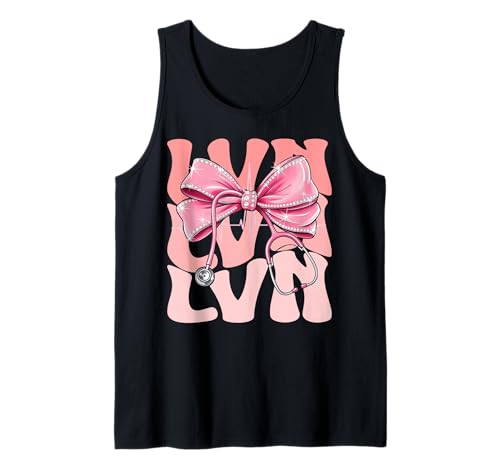 LVN Week Day Stethoskop für Damen, niedliches Kokettenschleifen-Stethoskop, Rosa Tank Top von Groovy Coquette LVN for Cute and Funny Nurses