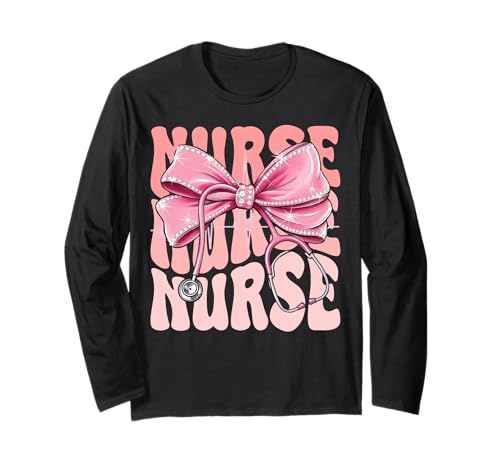 Krankenschwesterwochentag für Frauen, rosa Kokette Schleife, süßes Stethoskop Langarmshirt Krankenschwesterwochentag für Frauen, rosa Kokette Schleife, süßes Stethoskop Langarmshirt von Groovy Coquette Nurse for Cute and Funny Nurses
