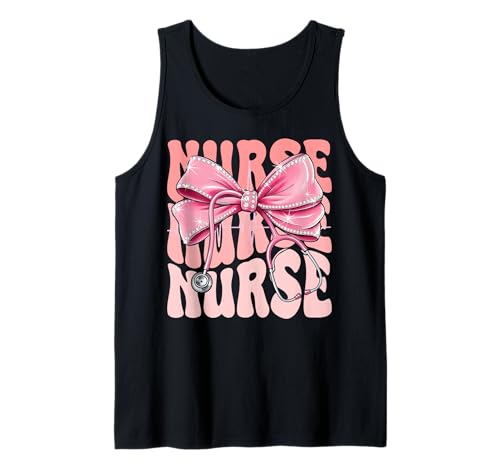 Krankenschwesterwochentag für Frauen, rosa Kokette Schleife, süßes Stethoskop Tank Top Krankenschwesterwochentag für Frauen, rosa Kokette Schleife, süßes Stethoskop Tank Top von Groovy Coquette Nurse for Cute and Funny Nurses
