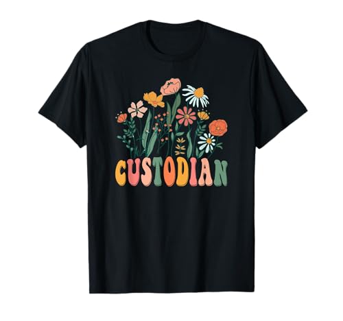 Custodian Wildflower-T-Shirts im Retro-Look mit floralem Blumenmuster für Damen T-Shirt Custodian Wildflower-T-Shirts im Retro-Look mit floralem Blumenmuster für Damen T-Shirt von Groovy Custodian Retro Wildflower Gifts