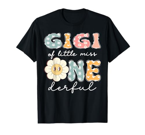 Gigi of Little Miss Onederful 1. Geburtstag Mädchen Gänseblümchen T-Shirt von Groovy Daisy First Birthday Girl Matching