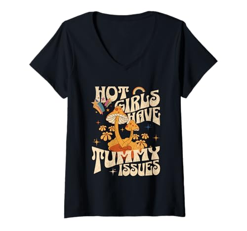 Damen Heiße Mädchen haben Bauchprobleme IBS Magen Verdauungsprobleme T-Shirt mit V-Ausschnitt Damen Heiße Mädchen haben Bauchprobleme IBS Magen Verdauungsprobleme T-Shirt mit V-Ausschnitt von Groovy Hippie Hot Girls Have Tummy Issues Meme
