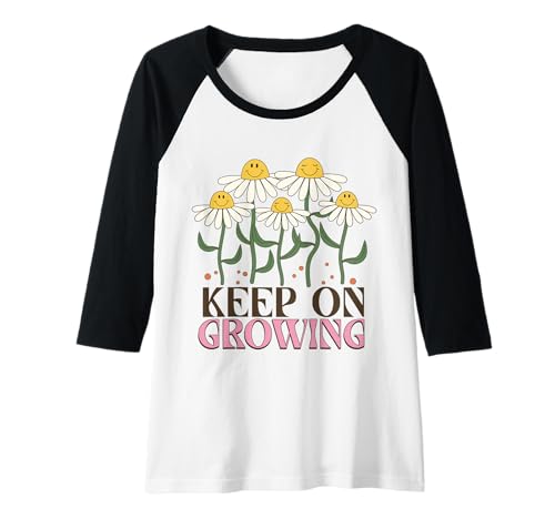 Damen Retro-Gänseblümchen mit lächelndem Gesicht, das weiter wächst, EIN glückliches, positives Mädchen Raglan Damen Retro-Gänseblümchen mit lächelndem Gesicht, das weiter wächst, EIN glückliches, positives Mädchen Raglan von Groovy Retro 70s Peace Hippie Fun Love Smile Shirt