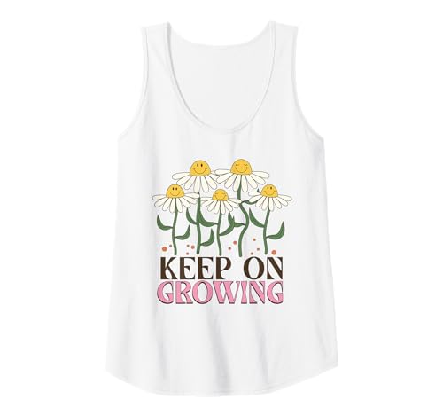 Damen Retro-Gänseblümchen mit lächelndem Gesicht, das weiter wächst, EIN glückliches, positives Mädchen Tank Top Damen Retro-Gänseblümchen mit lächelndem Gesicht, das weiter wächst, EIN glückliches, positives Mädchen Tank Top von Groovy Retro 70s Peace Hippie Fun Love Smile Shirt