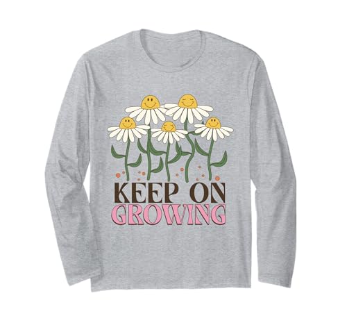 Retro-Gänseblümchen mit lächelndem Gesicht, das weiter wächst, EIN glückliches, positives Mädchen Langarmshirt Retro-Gänseblümchen mit lächelndem Gesicht, das weiter wächst, EIN glückliches, positives Mädchen Langarmshirt von Groovy Retro 70s Peace Hippie Fun Love Smile Shirt