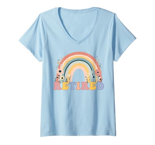 Damen Rainbow Cute Groovy Ruhestand im Ruhestand für sie #25L54 T-Shirt mit V-Ausschnitt Damen Rainbow Cute Groovy Ruhestand im Ruhestand für sie #25L54 T-Shirt mit V-Ausschnitt von Groovy Retro Retirement Apparel for Her