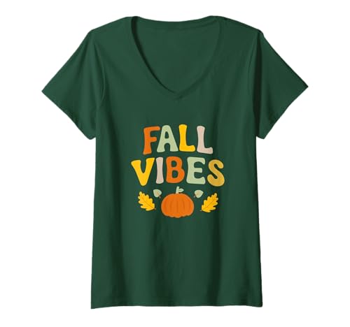 Damen Groovy Retro Thanksgiving Kürbis Saison Lehrer Fall Vibes T-Shirt mit V-Ausschnitt Damen Groovy Retro Thanksgiving Kürbis Saison Lehrer Fall Vibes T-Shirt mit V-Ausschnitt von Groovy Retro Thanksgiving Teacher Fall Vibes Shirt