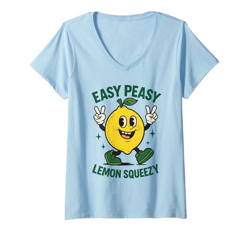 Damen Easy Peasy Lemon Squeezy Lemonade Crew Funny Lemons Lover T-Shirt mit V-Ausschnitt Damen Easy Peasy Lemon Squeezy Lemonade Crew Funny Lemons Lover T-Shirt mit V-Ausschnitt von Groovy Summertime Lemonade Stand Boss Gifts