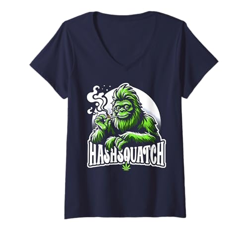 Damen Hashsquatch Hash Squatch Bigfoot Smoking Hanf T-Shirt mit V-Ausschnitt Damen Hashsquatch Hash Squatch Bigfoot Smoking Hanf T-Shirt mit V-Ausschnitt von Groovy sasquatch Stoner bigfoot Marijuana 420 shop