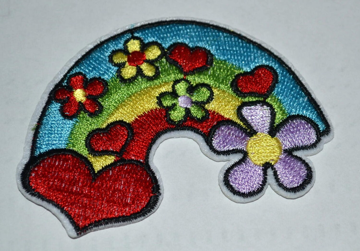 Groovy Regenbogen Patch Mit Herz Und Bunten Blumen Gestickt Bügelbild Hippie Groovy Regenbogen Patch Mit Herz Und Bunten Blumen Gestickt Bügelbild Hippie von Groovy61Vibes