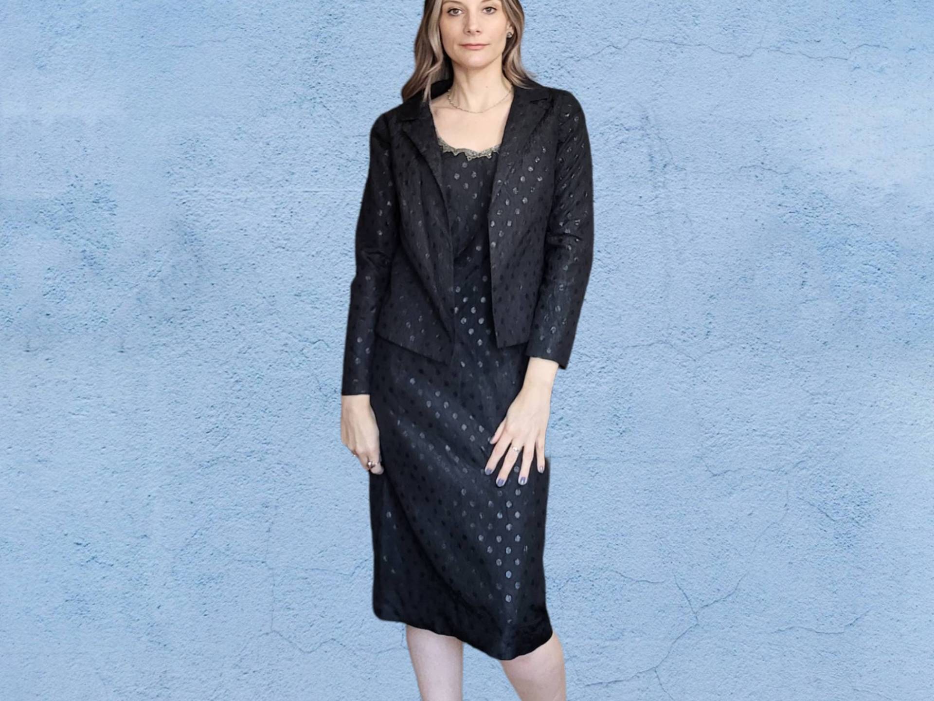 Vintage 60Er 2 Teiler Schwarzer Taft Perlen Jacke Ärmellos S M von GroovyGarmentsVTG