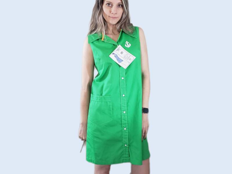 Vintage Nos Deadstock Tags 60Er Jahre Shift Dress Mod Grün Neuheit Anchor Scooter Small von GroovyGarmentsVTG