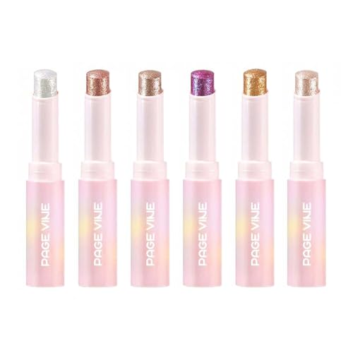 6 PCS Kristall Jelly Glaze Stick Kristall Jelly Highlighter Lidschatten Stick Glänzende mehrfarbige Pearlescent Schimmer Lippenbalsam Funken Glanz Alle in einem Kristall Jelly Face Makeups von Grospe