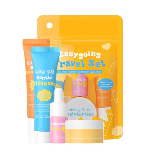 Feuchtigkeitsspendendes Hautpflegeset Für Unterwegs, 4-teiliges Hautpflegeset in Mini-Reisegröße, Reisefreundliches Gesichtspflegeset Für Frauen und Teenager – Reise-Geschenkset von Grospe