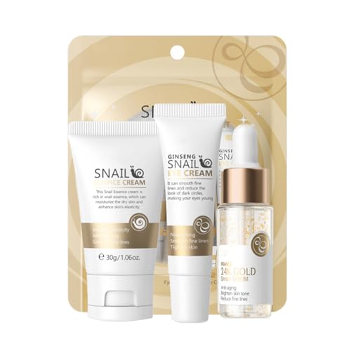 Schnecke Essence Skin Travel Care Kit,3-Teiliges Hautpflege Essentials Set Mit Essenz,Augencreme,Feuchtigkeitscreme Reisefreundliches Gesicht Routine Set für Frauen und Teenager Mädchen Schnecke Essence Skin Travel Care Kit,3-Teiliges Hautpflege Essentials Set Mit Essenz,Augencreme,Feuchtigkeitscreme Reisefreundliches Gesicht Routine Set für Frauen und Teenager Mädchen von Grospe