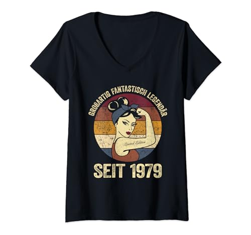 Damen Jahrgang 1979 Shirt Großartig Fantastisch Legendär Seit 1979 T-Shirt mit V-Ausschnitt Damen Jahrgang 1979 Shirt Großartig Fantastisch Legendär Seit 1979 T-Shirt mit V-Ausschnitt von Großartig Fantastisch Legendär Jahrgang Geschenke