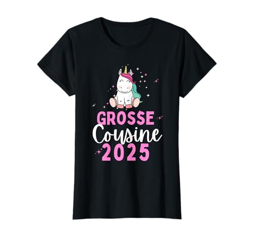Ich werde große Cousine 2025 Einhorn Mädchen Cousine T-Shirt von Große Cousine 2025 Schwangerschaft Verkündung