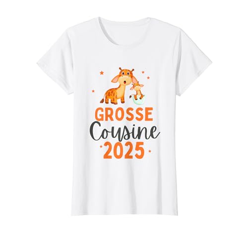 Ich werde große Cousine 2025 Giraffe Mädchen Cousine T-Shirt von Große Cousine 2025 Schwangerschaft Verkündung