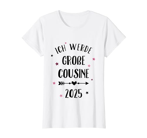 Ich werde große Cousine 2025 Regenbogen Mädchen Cousine T-Shirt von Große Cousine 2025 Schwangerschaft Verkündung