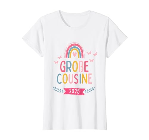 Ich werde große Cousine 2025 Regenbogen Mädchen Cousine T-Shirt von Große Cousine 2025 Schwangerschaft Verkündung
