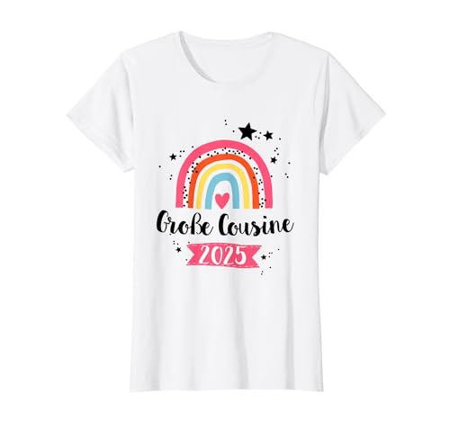 Ich werde große Cousine 2025 Regenbogen Mädchen Cousine T-Shirt von Große Cousine 2025 Schwangerschaft Verkündung