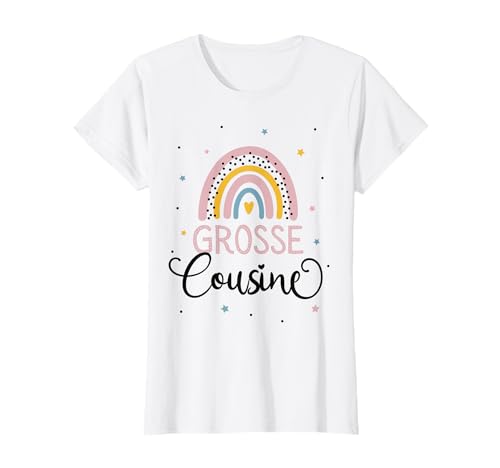 Ich werde große Cousine 2025 Regenbogen Mädchen Cousine T-Shirt von Große Cousine 2025 Schwangerschaft Verkündung