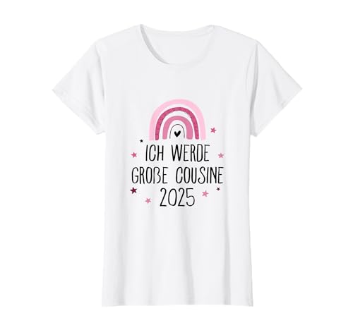 Ich werde große Cousine 2025 Regenbogen Mädchen Cousine T-Shirt von Große Cousine 2025 Schwangerschaft Verkündung