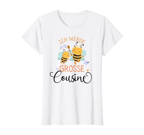 Big Cousin Ich werde große Cousine 2025 Biene Mädchen T-Shirt von Große Cousine 2025 Schwangerschaftsverkündung