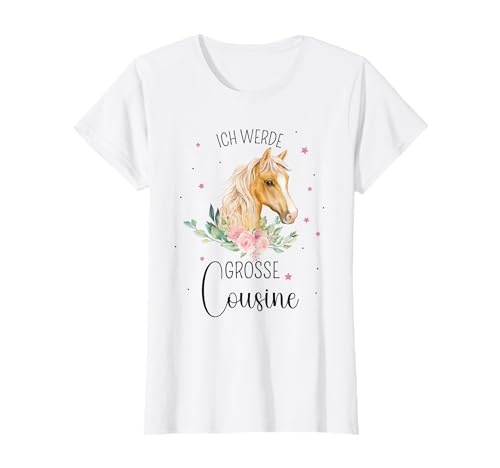 Ich werde große Cousine 2025 Pferd Einhorn Loading Mädchen T-Shirt von Große Cousine 2025 Schwangerschaftsverkündung