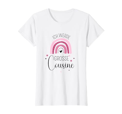 Ich werde große Cousine 2025 Regenbogen Loading Süß Mädchen T-Shirt von Große Cousine 2025 Schwangerschaftsverkündung