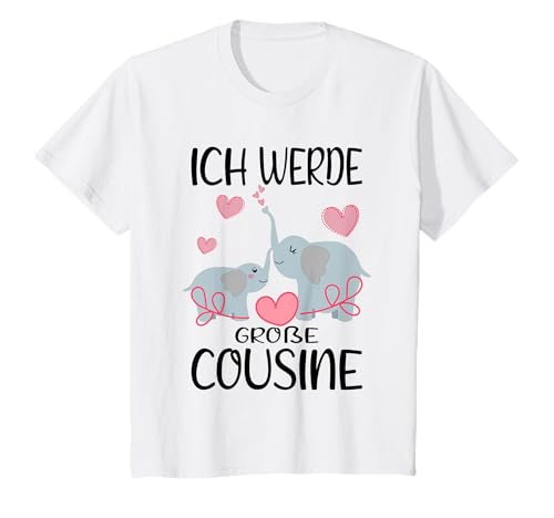 Kinder Bald Große Cousine 2025 Elefanten - Ich werde große Cousine T-Shirt von Große Cousine Geschenk & Outfit für Cousinen