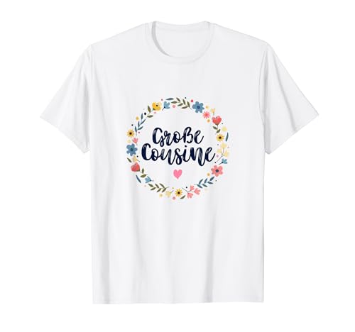 Ich werde große Cousine 2024 Blumen Herz Mädchen T-Shirt von Große Cousine Verkündung Outfit