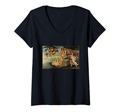 Damen Die Geburt der Venus Malerei von Sandro Botticelli T-Shirt mit V-Ausschnitt Damen Die Geburt der Venus Malerei von Sandro Botticelli T-Shirt mit V-Ausschnitt von Große Kunst Die Geburt der Venusmalerei