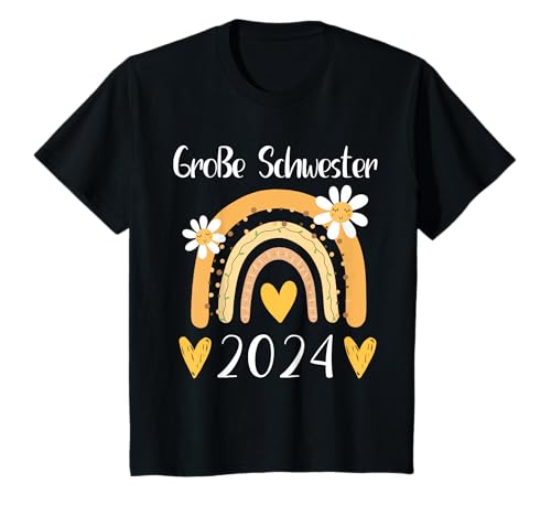 Kinder Große Schwester 2024 Regenbogen Geschenk für Mädchen T-Shirt von Große Schwester 2024 Mädchen Outfit