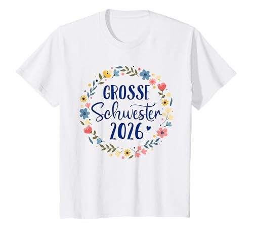 Kinder Big Sister Ich werde große Schwester 2026 Regenbogen Mädchen T-Shirt von Große Schwester 2026 Schwangerschaft Verkünden