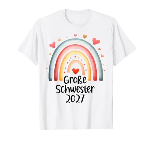 Große Schwester 2027 Regenbogen Herz Motiv Kinder Mädchen T-Shirt Große Schwester 2027 Regenbogen Herz Motiv Kinder Mädchen T-Shirt von Große Schwester 2027 Geschenkideen