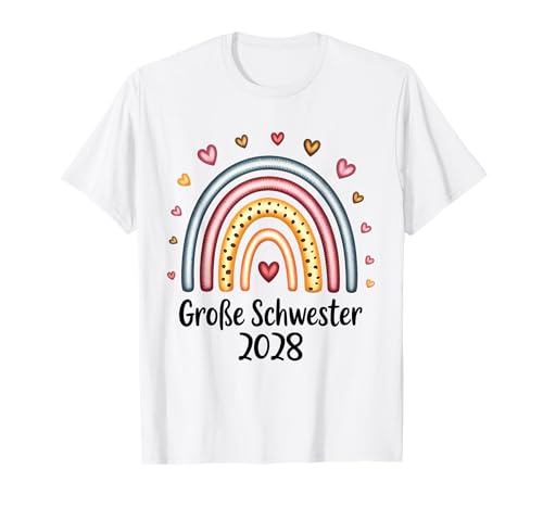 Große Schwester 2028 Regenbogen Herz Motiv Kinder Mädchen T-Shirt Große Schwester 2028 Regenbogen Herz Motiv Kinder Mädchen T-Shirt von Große Schwester 2028 Geschenkideen