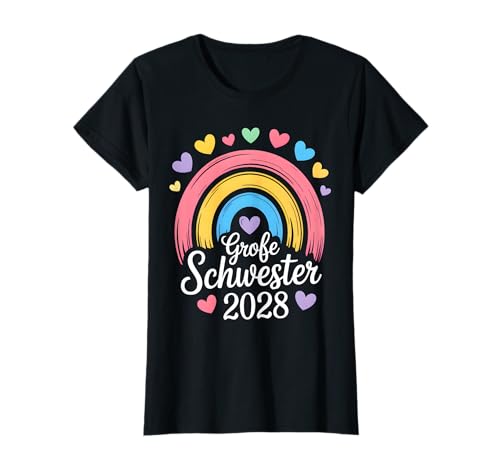 Big Sister Ich werde große Schwester 2028 Regenbogen Mädchen T-Shirt Big Sister Ich werde große Schwester 2028 Regenbogen Mädchen T-Shirt von Große Schwester 2028 Schwangerschaft Verkünden
