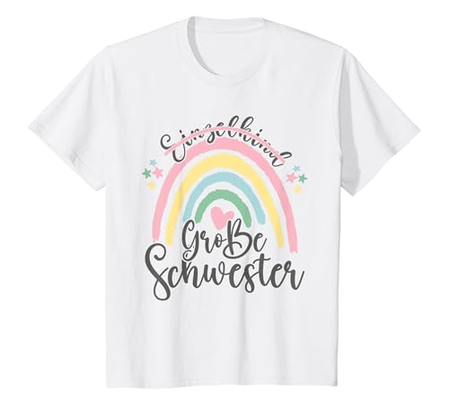 Kinder Einzelkind Große Schwester Regenbogen Design für Mädchen T-Shirt von Große Schwester Fashion