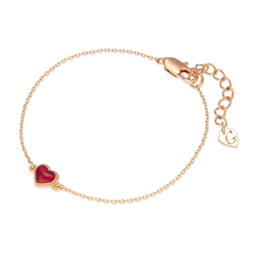 Grossé Armband - Pop Heart - Goldfarbe - Emaille Herz - Rot - Vergoldet - 16+3 cm - GA10816 von Grossé