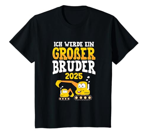Kinder Nachwuchs Ankündigung Big Brother 2025 Bagger Baustellen T-Shirt Kinder Nachwuchs Ankündigung Big Brother 2025 Bagger Baustellen T-Shirt von Großer Bruder 2025 Bagger Geschenke