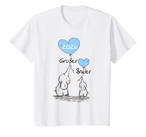 Kinder Großer Bruder 2026 Geschenk Elefant Ankündigung Geburt T-Shirt von Großer Bruder 2026 Geschenke Geburt & Babyparty