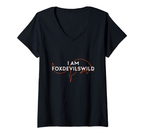 Damen I am Foxdevilswild Fuchs teufels wild Sprichwort Denglisch T-Shirt mit V-Ausschnitt Damen I am Foxdevilswild Fuchs teufels wild Sprichwort Denglisch T-Shirt mit V-Ausschnitt von Großer Fuchs-Teufel-wilder