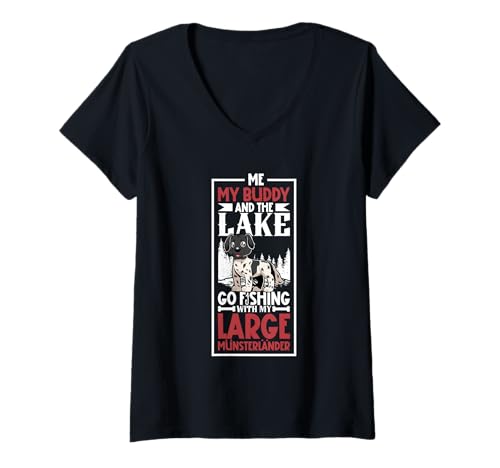 Damen Angeln und Großer Münsterländer T-Shirt mit V-Ausschnitt Damen Angeln und Großer Münsterländer T-Shirt mit V-Ausschnitt von Großer Münsterländer Designs