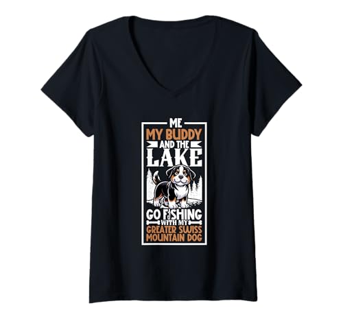 Damen Angeln und Großer Schweizer Sennenhund T-Shirt mit V-Ausschnitt Damen Angeln und Großer Schweizer Sennenhund T-Shirt mit V-Ausschnitt von Großer Schweizer Sennenhund Designs